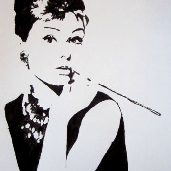 Painting titled "Audrey Hepburn pop…" by Louise Hersent, Original Artwork, Oil