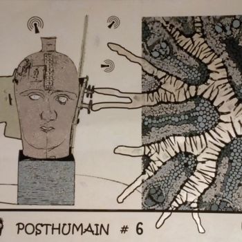 Painting titled "POSTHUMAIN # 6" by Louise Malbec, Original Artwork, Pastel