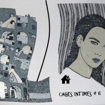 제목이 "CAGES INTIMES # 6"인 미술작품 Louise Malbec로, 원작, 파스텔