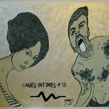 Pintura intitulada "CAGES INTIMES # 13" por Louise Malbec, Obras de arte originais, Pastel