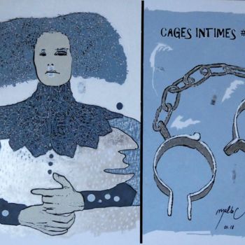 Картина под названием "CAGES INTIMES # 7" - Louise Malbec, Подлинное произведение искусства, Пастель