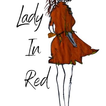 Рисунок под названием "Lady In RED" - Louise Morales, Подлинное произведение искусства, Шариковая ручка