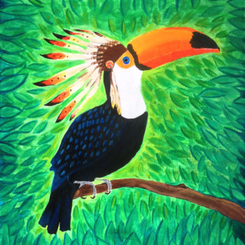 Картина под названием "Chef toucan.jpeg" - Loula Le Mevel, Подлинное произведение искусства, Акрил