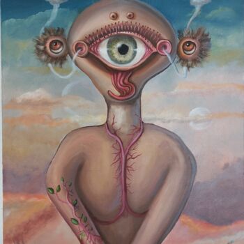Painting titled "Alien" by Dimitrios Loumiotis, Original Artwork, Oil