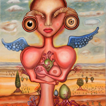 Pintura intitulada "alienegel" por Dimitrios Loumiotis, Obras de arte originais, Óleo
