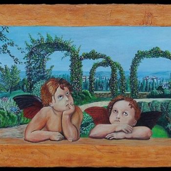 Peinture intitulée "Les Angelots" par Lou Niaro, Œuvre d'art originale, Huile
