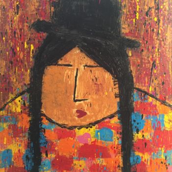 Malerei mit dem Titel "Mamita boliviana" von Loup Pélissier, Original-Kunstwerk, Sprühfarbe