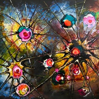 Painting titled "NEURONS" by Lourdes Rivera -Lulu, Original Artwork, Acrylic Mounted on Wood Stretcher frame
