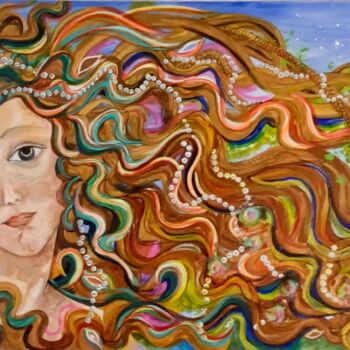 Pintura titulada ""La Venus Medusa"" por Lourdes Rivera -Lulu, Obra de arte original, Acrílico Montado en Otro panel rígido