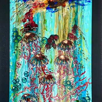 Painting titled "Queen Jellyfish" by Lourdes Rivera -Lulu, Original Artwork, Acrylic