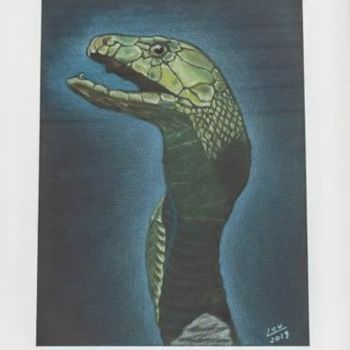 Malerei mit dem Titel "Cobra" von Lourdes Schulz, Original-Kunstwerk, Pastell