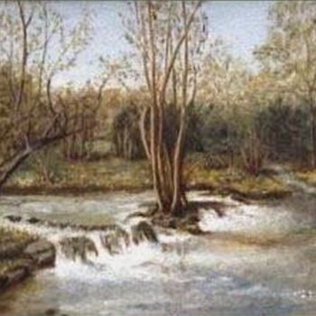 Painting titled "Cascade sur le Hoyo…" by Lou Streel, Original Artwork, Oil