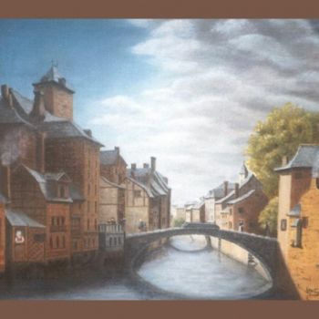 Schilderij getiteld "Biez St Denis" door Lou Streel, Origineel Kunstwerk, Olie