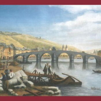 Painting titled "Pont des Arches" by Lou Streel, Original Artwork, Oil