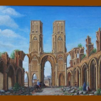Malerei mit dem Titel "Ruines de la Cathéd…" von Lou Streel, Original-Kunstwerk, Öl