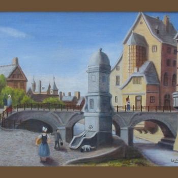 Peinture intitulée "Pont d'Ile" par Lou Streel, Œuvre d'art originale, Huile