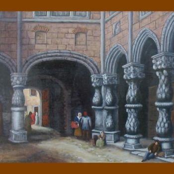 Pintura intitulada "Cour Palais des Pri…" por Lou Streel, Obras de arte originais, Óleo