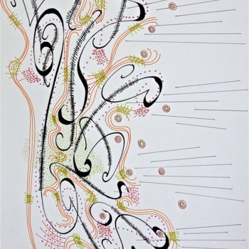 Drawing titled ""Musicale"" by Cécile Louvel, Original Artwork, Ink