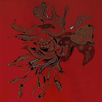 Pintura intitulada ""Le Phoenix"" por Cécile Louvel, Obras de arte originais, Acrílico