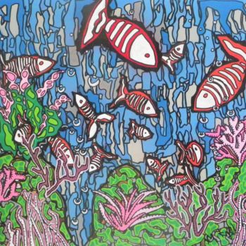 Malerei mit dem Titel "aquarium-2017-(10.5…" von Mikae.L, Original-Kunstwerk
