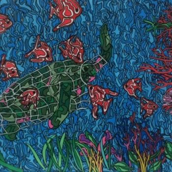 Malerei mit dem Titel "Fond marin" von Mikae.L, Original-Kunstwerk, Acryl