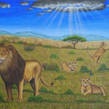 Pintura titulada "Wildlife Painting a…" por Luigi Vorluni, Obra de arte original, Oleo
