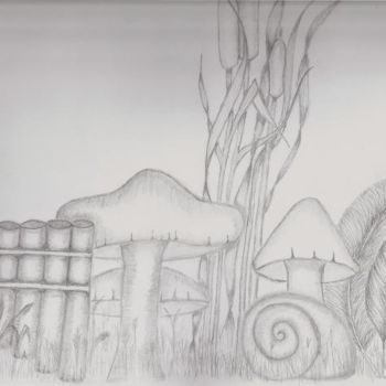 Drawing titled "Mushroom Hodown" by Kip Franks, Original Artwork