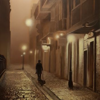 Pintura titulada "Evening walk" por Jacek Łoziński, Obra de arte original, Acrílico