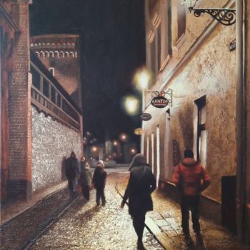 Schilderij getiteld "Kraków" door Jacek Łoziński, Origineel Kunstwerk, Acryl