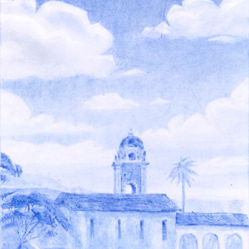 Drawing titled "Taormina" by Léo-Paul Mennessier, Original Artwork, Pastel