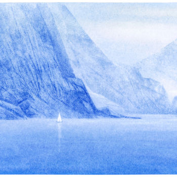 Drawing titled "LAC D'AUTRICHE" by Léo-Paul Mennessier, Original Artwork, Pastel