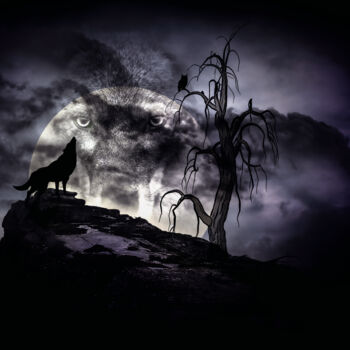 Arts numériques intitulée "THE WOLF CALLS THE…" par Lecointre Patrick Artiste - Photographe, Œuvre d'art originale, Peinture…