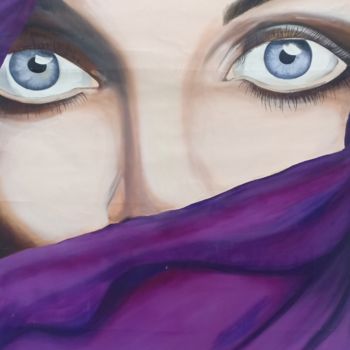 Painting titled "Purple Girl" by Lahiru Karunasena, Original Artwork, Acrylic