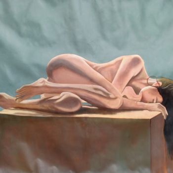 Painting titled "Sleeping Girl" by Lahiru Karunasena, Original Artwork, Acrylic