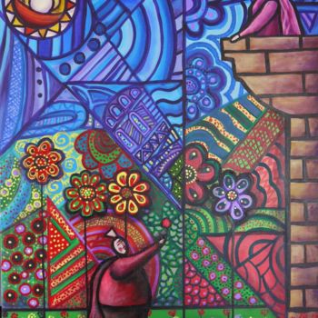 Pintura titulada "El jardín de Julieta" por Luis Soto, Obra de arte original, Acrílico