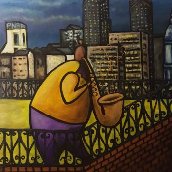 Pintura intitulada "Noches de blues en…" por Luis Soto, Obras de arte originais, Acrílico