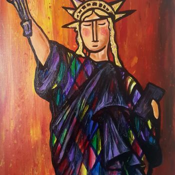 Painting titled "La Señora libertad" by Luis Soto, Original Artwork, Acrylic