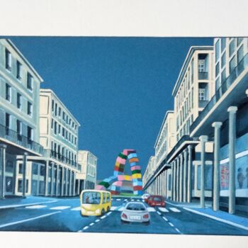 Ζωγραφική με τίτλο "Rue de paris" από Laurent Stoecklin, Αυθεντικά έργα τέχνης, Γκουάς