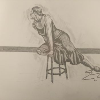 「Perched dancer」というタイトルの描画 Luke Scott Webberによって, オリジナルのアートワーク, グラファイト