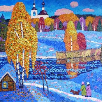 Painting titled "Первый снег в Круто…" by Igor Igor Berdyshev Berdyshev, Original Artwork
