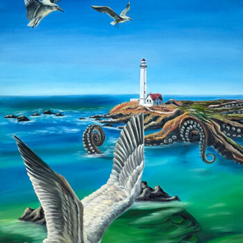Pintura titulada "Flying High [Bird O…" por Lu Kuznetsova, Obra de arte original, Oleo