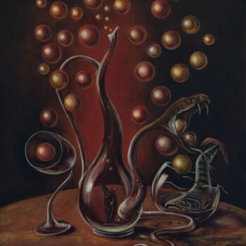 Malerei mit dem Titel "Snake Vessel" von Lu Kuznetsova, Original-Kunstwerk, Öl