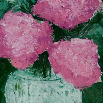 Painting titled "Pink Peonies in Whi…" by Lu Sho, Original Artwork, Acrylic