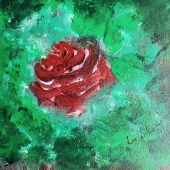 Painting titled "Red Rose" by Lu Sho, Original Artwork, Acrylic