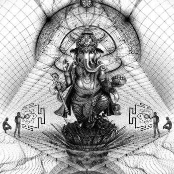 Digitale Kunst mit dem Titel "Ganesha" von Lua Felicia, Original-Kunstwerk, Digitale Malerei