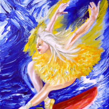 Malerei mit dem Titel "Surf en pas de danse" von Luana Béatrice Lazar, Original-Kunstwerk, Öl