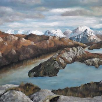 Painting titled "Diabaig" by Luna Smith, Original Artwork, Oil Mounted on Wood Stretcher frame