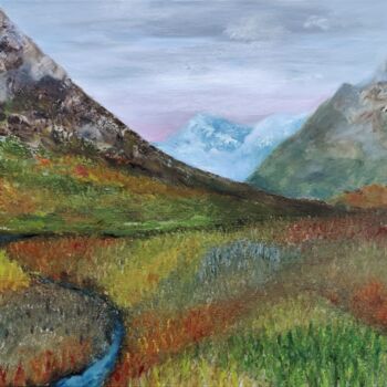 Peinture intitulée "Grasslands of Arran" par Luna Smith, Œuvre d'art originale, Huile Monté sur Châssis en bois