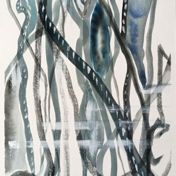 Malerei mit dem Titel "Lines" von Lubna Khan, Original-Kunstwerk, Aquarell
