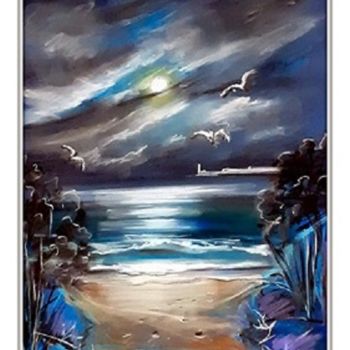 Malerei mit dem Titel "Magic Moon Night" von Lubo, Original-Kunstwerk, Pastell